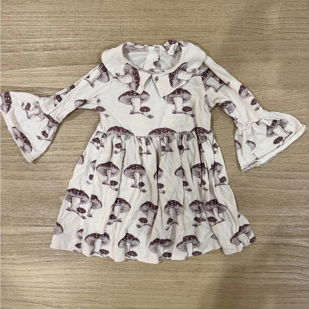 Kate Quinn Cream and Brown Mushroom Print Dress
